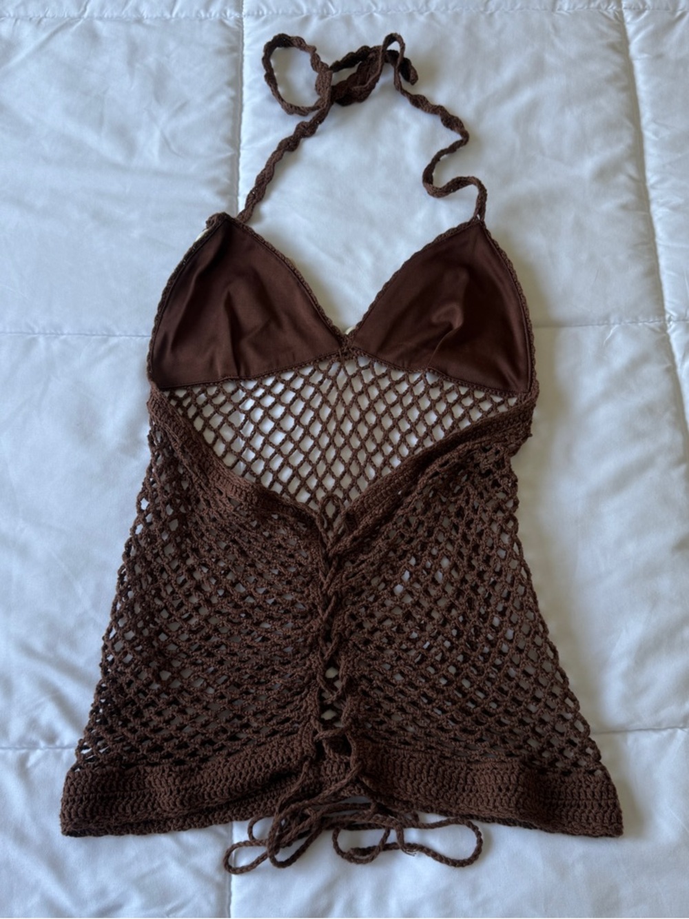 🌺 Chocolate Seashell Crochet Halter Top Small 🌺 - Picture 6 of 9